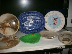 A coalport Red Arrows Plate, A blue and white platter, a Beswick dish and 4 other plates