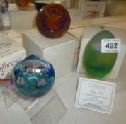 3 Caithness paperweights being 'Fairytale', 'Tempus Fugit' and 'Charade'