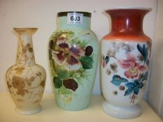 A mixed lot of Victorian painted vases etc.