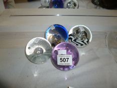 4 Caithness paperweights including 'Nimbus' and 'Space Station Zebra'