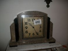 A 1930's marble mantel clock dedicated to Sgt. S Handley form 'Q' GP Staff, 1937