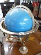 A jewelled table top globe on brass base