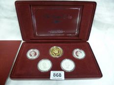 The Royal Ladies Royal Australian mint set of 4 silver $25 coins with a gold plate on silver