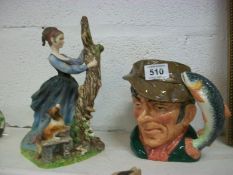 A Royal Doulton character jug (The Poacher) and a porcelain figure