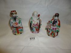 3 small Chinese Deity figures