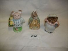 3 Beswick Beatrix Potter figures being Little Pig Robinson, Samuel Whiskers and Mrs Tiggy Winkle