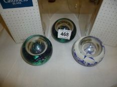 3 boxed Caithness paperweights being 2 x 'Caledonia blue' and ;Undying Love'