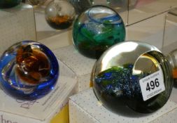 3 Boxed Caithness paperweights being 'Utopia', 'Mariner' and one un-named