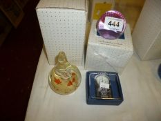 2 Caithness paperweights being 'Autumn Treasures' and 'Blushes' together with a Caithness clock