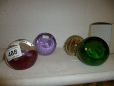 4 Caithness paperweights including 'Optic' and 'Sugar Fruits'