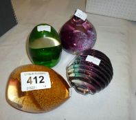 4 Caithness paperweights including 'Sea Pearls' and 'Pasterale'