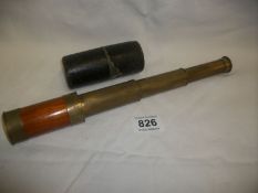 A brass and mahogany telescope in case