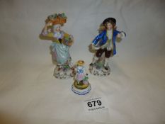 3 small Continental porcelain figures