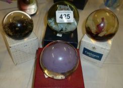 4 Caithness paperweights including 'Air' and 'Byzantium'
