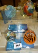 4 Small boxed Caithness paperweights being 'Wild Things', 'Tiger', 'Fizz Bomb Green' and 'Cosmic'