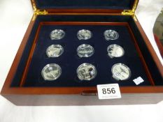 A cased set of History of RAF silver proof coins (9 x £5)