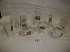 8 items of crested china (1 a/f)