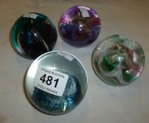4 Caithness paperweights including 'Quicksilver' and 'Extravaganza'