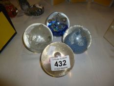 4 Caithness paperweights including 'Dewdrops' and 'Cauldron'