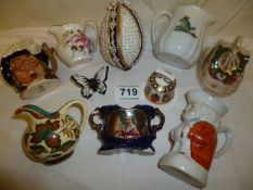 A mixed lot of small china jugs including Royal Crown Derby