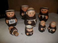 8 Goebel monks iicluding cruet, jugs etc