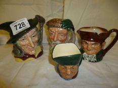 4 Royal Doulton character jugs