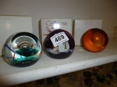 3 boxed Caithness paperweights being 'Snow Flame', 'Safe Haven' and 'Golden Jubilee'