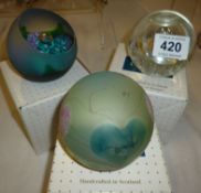 3 boxed Caithness paperweights being 'Orient', 'Hearts' and 'Cartouche'