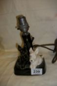 A black and White scotties table lamp