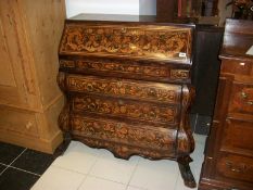 A Dutch marquetry inlaid desk