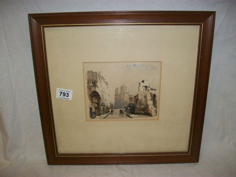 A watercolour of war damage in Paris signed Hilaire Camille?