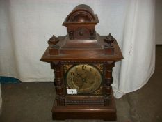 An oak bracket clock