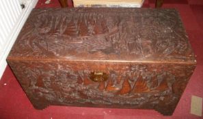 A carved wood trunk