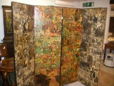 A four fold Victorian decoupage screen