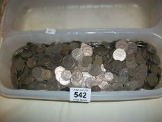 A box of old coins including foreign