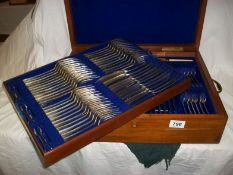 A 104 piece EPNS canteen of cutlery in brass inlaid mahogany box