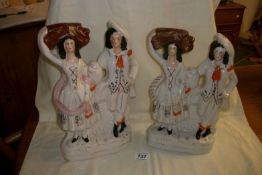 2 Victorian Staffordshire flat back figures