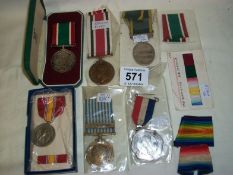 A collection of medals including silver jubilee medal, UN Korea medal, special constabulary etc