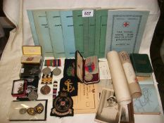 A large collection of military ephemera and medals including 1939-45 Defence and Imperial service