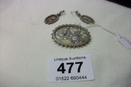 A Victorian mourning brooch and earrings