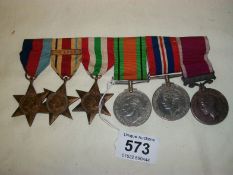 A set of 6 WW2 medals including 1939-45 star, Africa star, Italy star etc