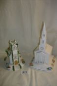 A Coalport 'The American Church' a/f and a Coalpord 'The Village Church'