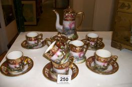 A Noritake coffee set, missing one saucer