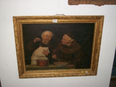 An oil on canvas 'Tasting the food" signed F M Thomas 1910