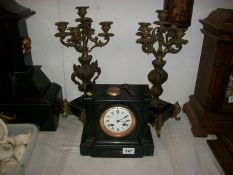 A Victorian 3 piece clock garniture