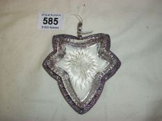 A leaf shaped silver and glass dish, HM Birmingham 1911, maker E W L