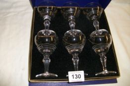 A boxed set of 6 crystal glasses for Cunard Liner Mauritania