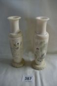 A pair of Japanese ivory vases