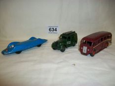 A Dinky 261 post office van, luxury coach and Corgi 153 Bluebird