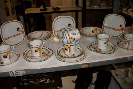 An Art Deco dessert/ tea set (26 pieces) some a/f